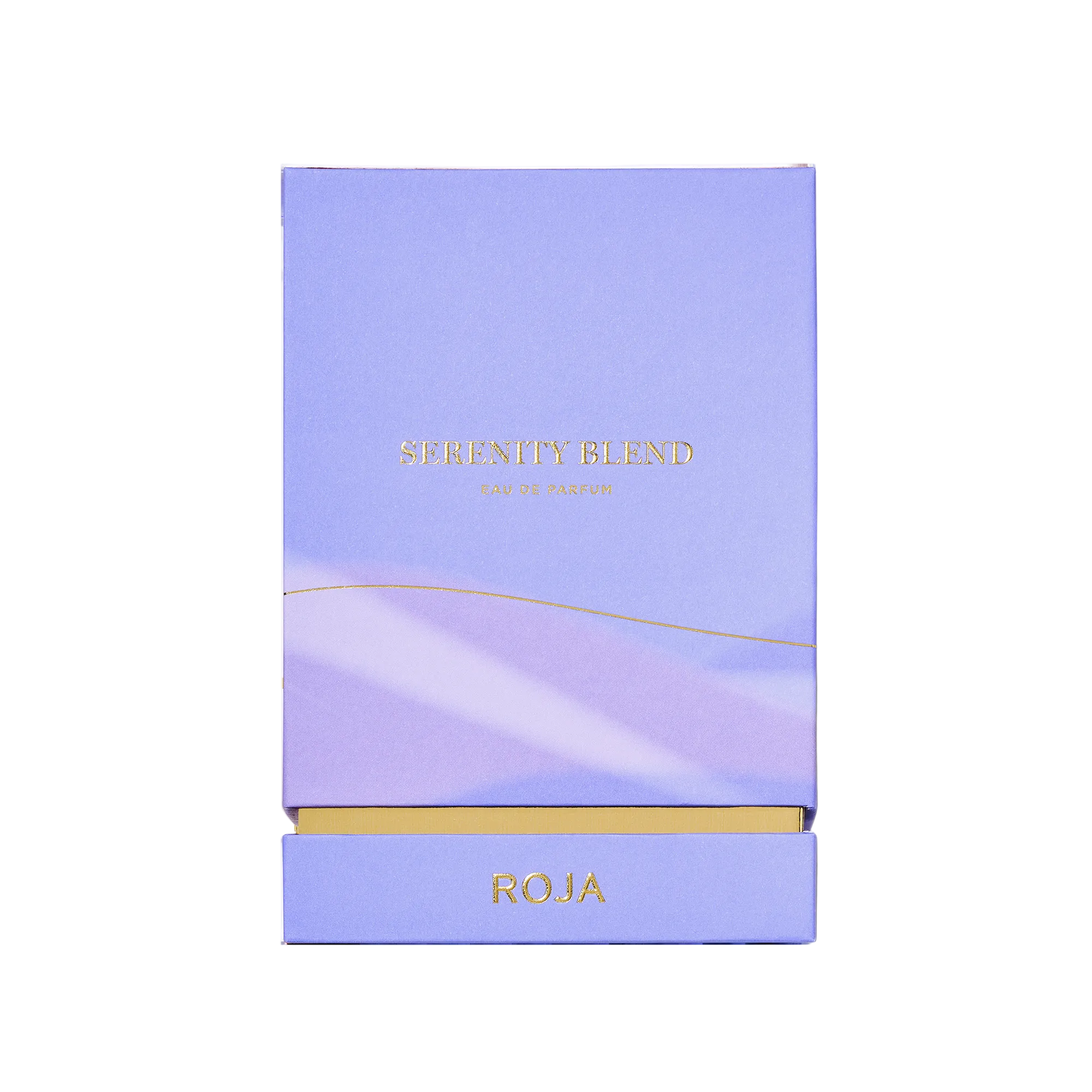 Purple packaging of 'Serenity Blend' by ROJA on a white background