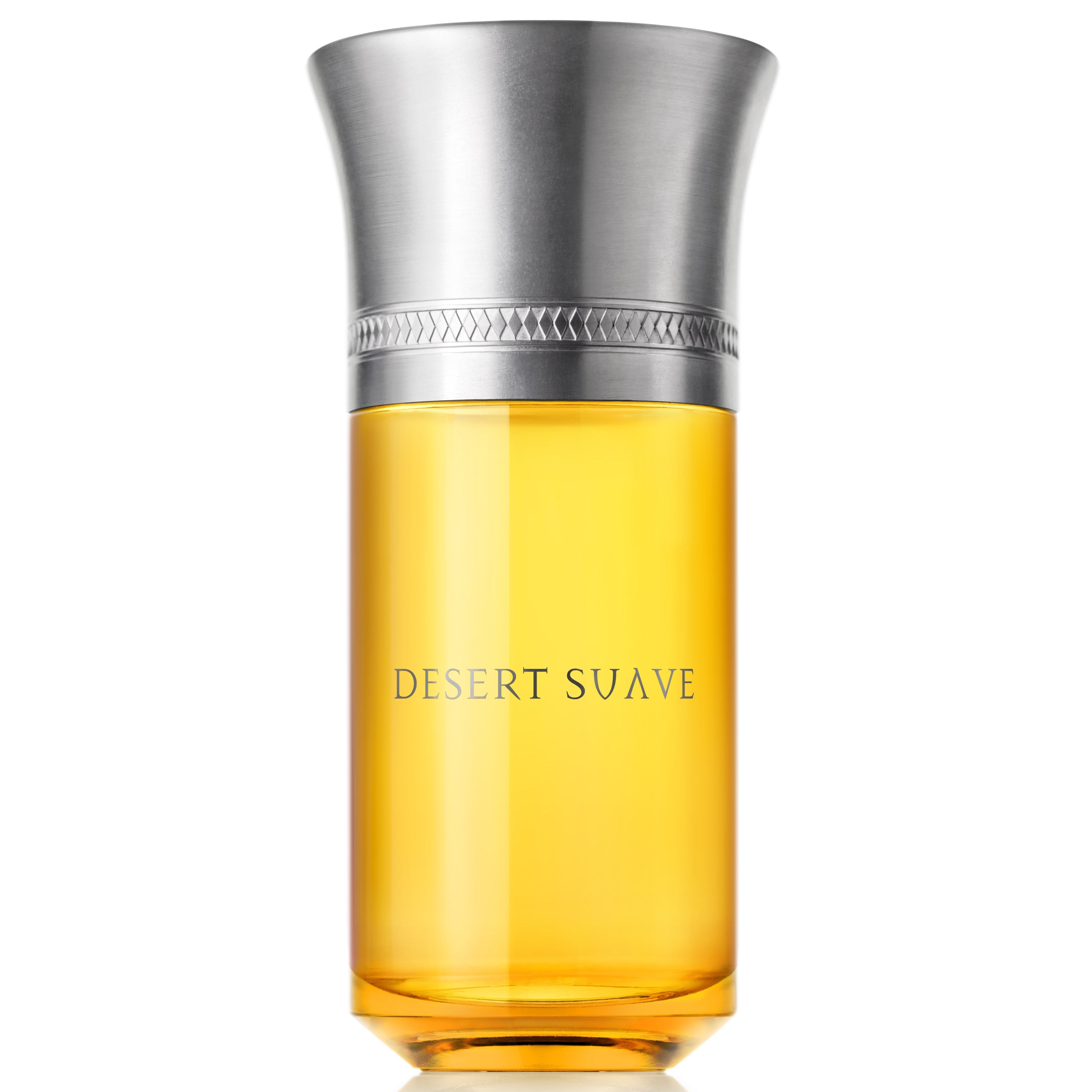 Desert Suave perfume bottle with silver cap on a white background