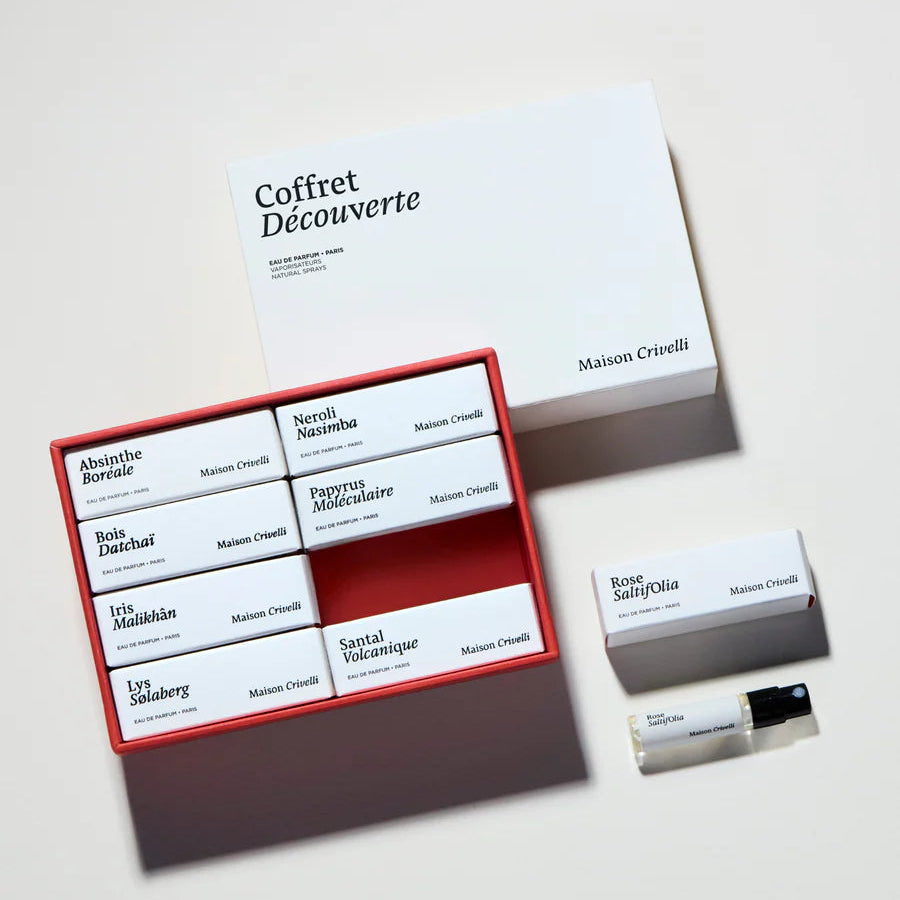 Set of small boxes with visible branding on a light background