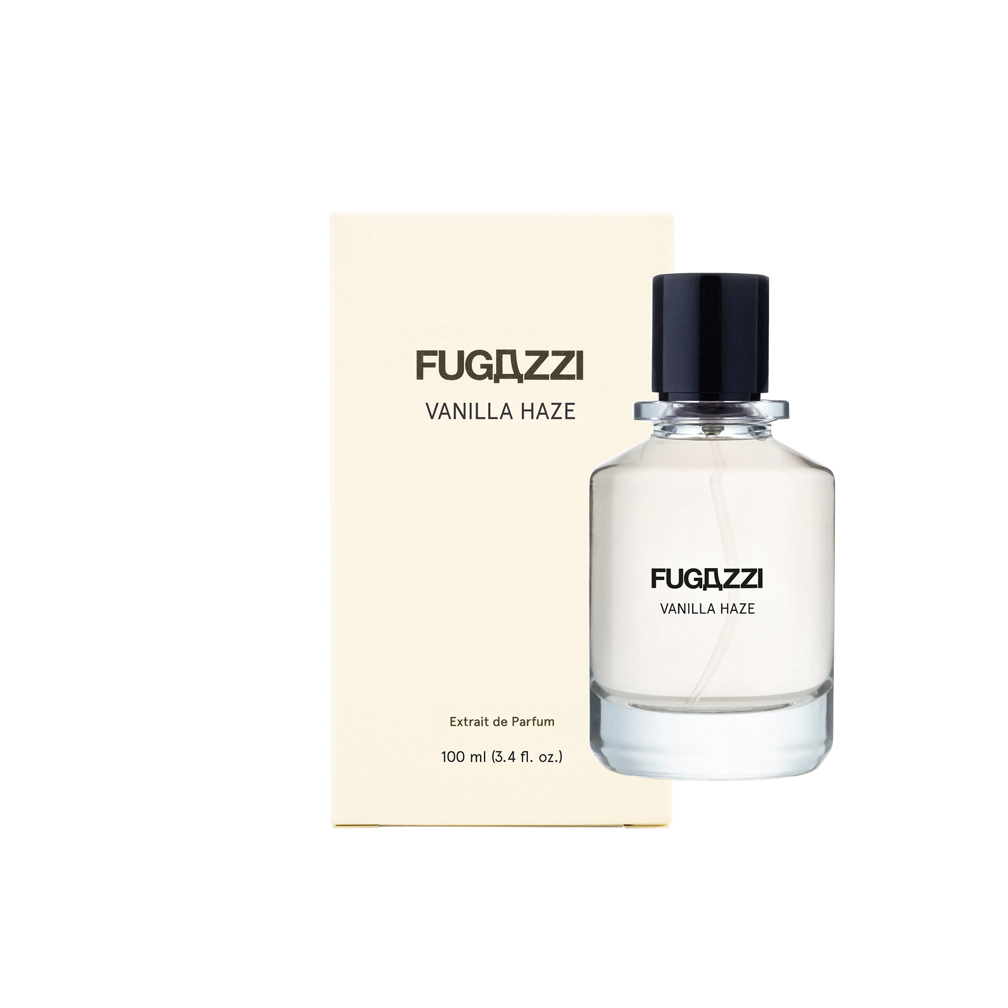 Fugazzi Vanilla Haze perfume bottle and packaging on a white background