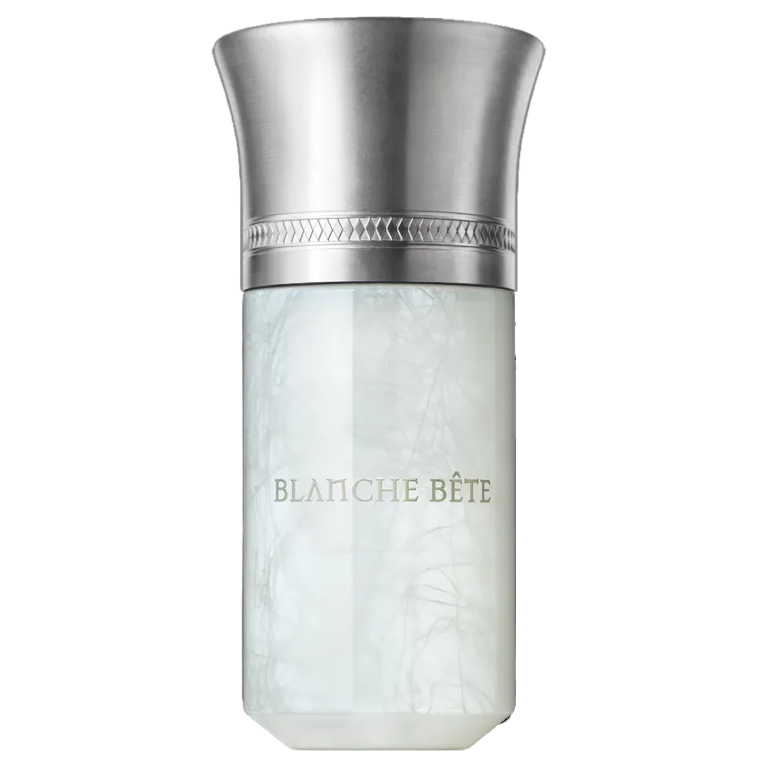 Perfume bottle with silver cap and white body on a white background