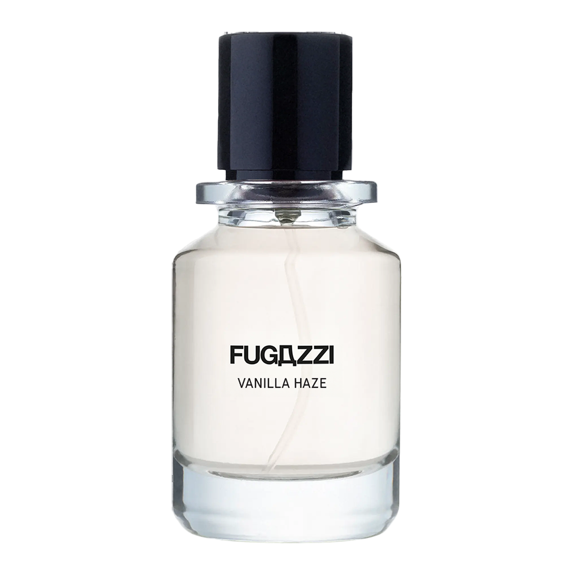 Fragrance bottle labeled 'Fugazzi Vanilla Haze' on a white background
